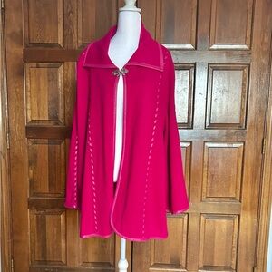 Patricia Nash Open Sleeved Cape One Size XL Shawl Jacket Magenta Pink